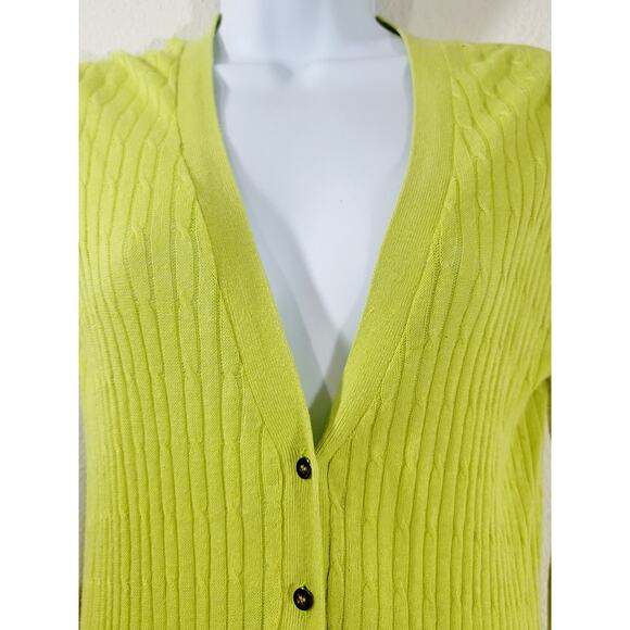 JCP Lime Green V Neck Button Up Cardigan Sweater Small Lightweight Soft - Picture 5 of 6